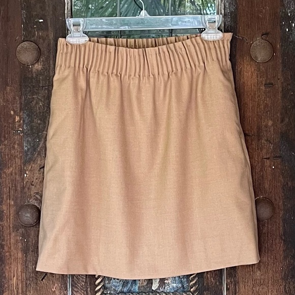 new! J. Crew | Pull-on Tan Wool Blend “Sidewalk” Wool Skirt w/pockets - Picture 3 of 11